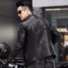 New Leather Jacket Men's Leather Jacket Embroidered Short Lapel Flying Suit High-end Jacket