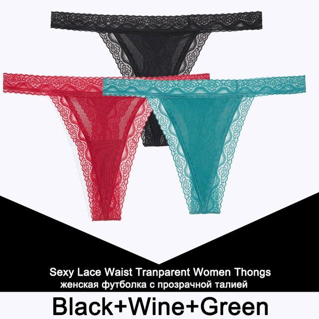 FINETOO 3PCS/Set Sexy S-XL Women Cotton Panties G-string Woman's Underwear Girl Lace Female Lingerie T-Back Lady Thong Intimates