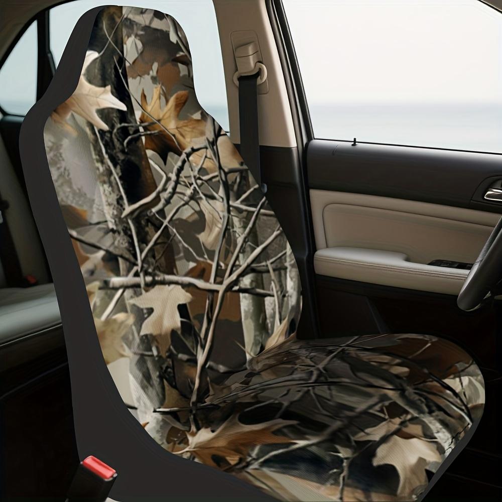 2pcs, Hunting Camouflage Print Car Seat Cover Set, Suitable For Most Cars, Fashionable Unique Decorative Front Set Of Car Seat