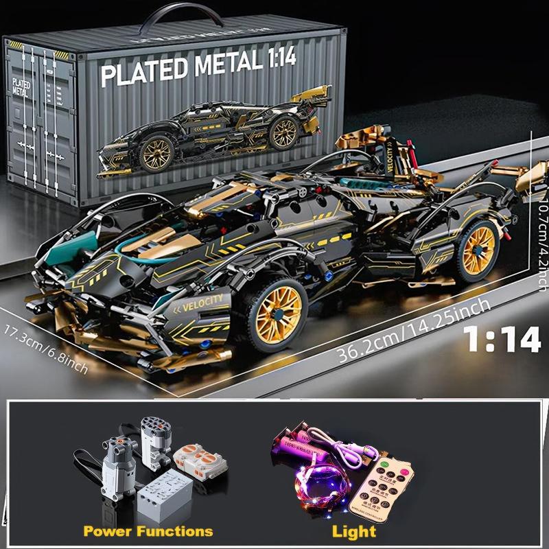 1:Строительные блоки «Супергоночный автомобиль» масштаба 1:14, Набор для сборки модели спортивного автомобиля DIY, Конструктор-игрушка, Подарок для мальчиков, детей в возрасте 8-12 лет 14
