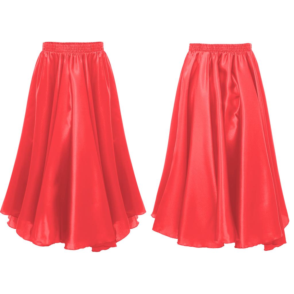 Kids Girls Stylish Dance Clothing Elastic Waistband Large Swing Loose Half-length Skirt