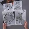 DIY Animal Theme Stencils Painting Template Lace Ruler Personalized Scratch Drawing for Card Making Decoration School Supplies