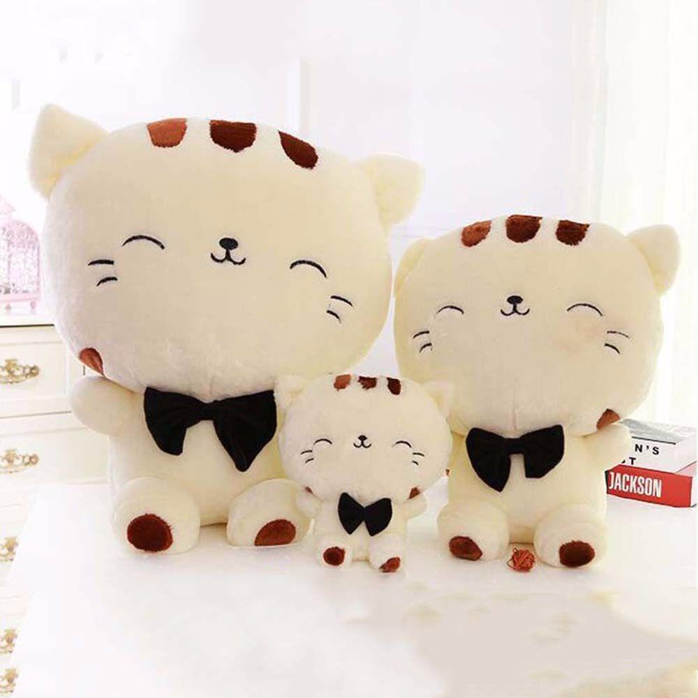 Soft Xmas Gift Toys Stuffed Gift Doll Cushion Stuffed Toys Sofa Pillow Cat with Bow Plush Dolls