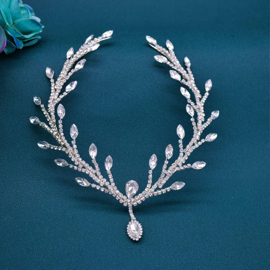 Handmade Rhinestone Bridal Headpiece: Wedding Hair Accessory & Forehead Chain