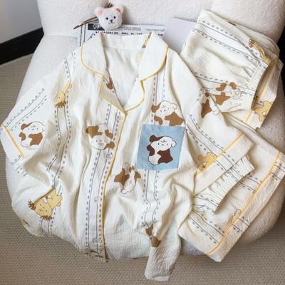 Весенне-летняя пижама из трех предметов для дома, одежда для отдыха, хлопковая пижама для девочек, которую можно носить на улице, с короткими рукавами, одежда для отдыха