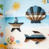 3 шт. Деревянная Рыба Ракушка Морская Звезда Пляжное Настенное Украшение Рустикальное Морское Украшение для Домика у Озера Подвесная Скульптура Океанская Прибрежная Тема Настенное Искусство для Ванной Комнаты Спальни