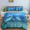 3D Animal Dolphin Duvet Cover Queen King Blue Ocean Bedding Set 3 Piece Set Kids Adult Room Decor With 2 Pillowcases No Quilt