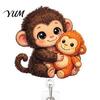 Decorative Badge Holder for Lanyards Retractable Holder, Cute Monkey Pattern Print 360 Degree Rotating ID Card Clip Clip, Acrylic Telescopic Easy-pull