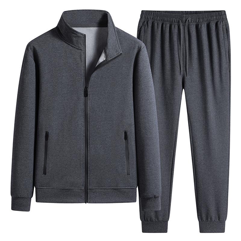 Cotton Spring and Autumn New Cardigan Spring and Autumn Winter Stand Collar Zipper Top Casual Sports Two-piece Set