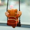Resin Cat Pendant Swinging Kitten Hanging Figurine Car Rearview Mirror Decoration with Adjustable Lanyard Gift for Cat Lovers