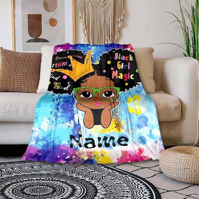 Black Girl Customize Your Name Blanket Used For Chair Office Sofa Bed Camping Soft And Warm Giving Friends And Relatives Birthday Graduation Gift