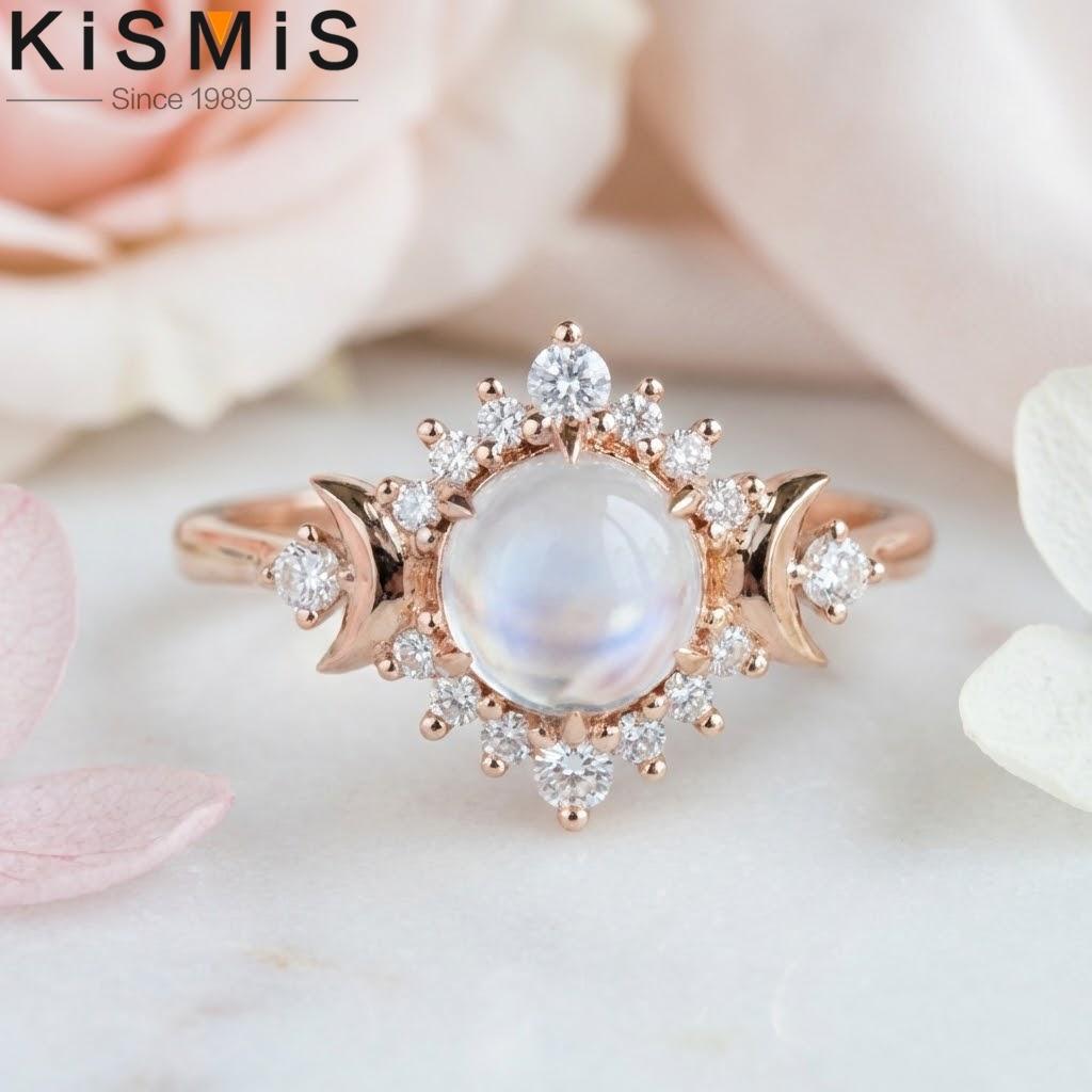 Модное Женское Изысканное Простое Кольцо Луна Красивый Щедрый Подарок на День Рождения Вечерние Украшения Размер 5-10