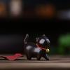 Милая радужная деревянная фигурка кошки, украшение, миниатюра, змея, статуэтка кошки, приносящей удачу, настольные аксессуары для домашнего интерьера, уникальный подарок