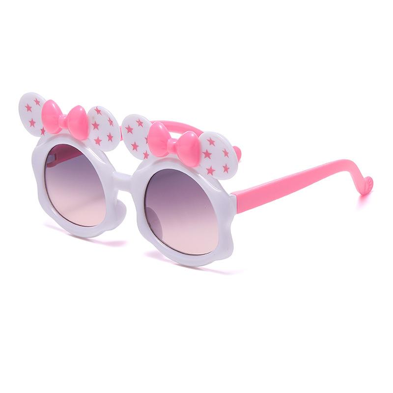 7330 New Cartoon Cute Glasses Double Bow Children'S Sunglasses Boys And Girls Anti-Ultraviolet Sunglasses