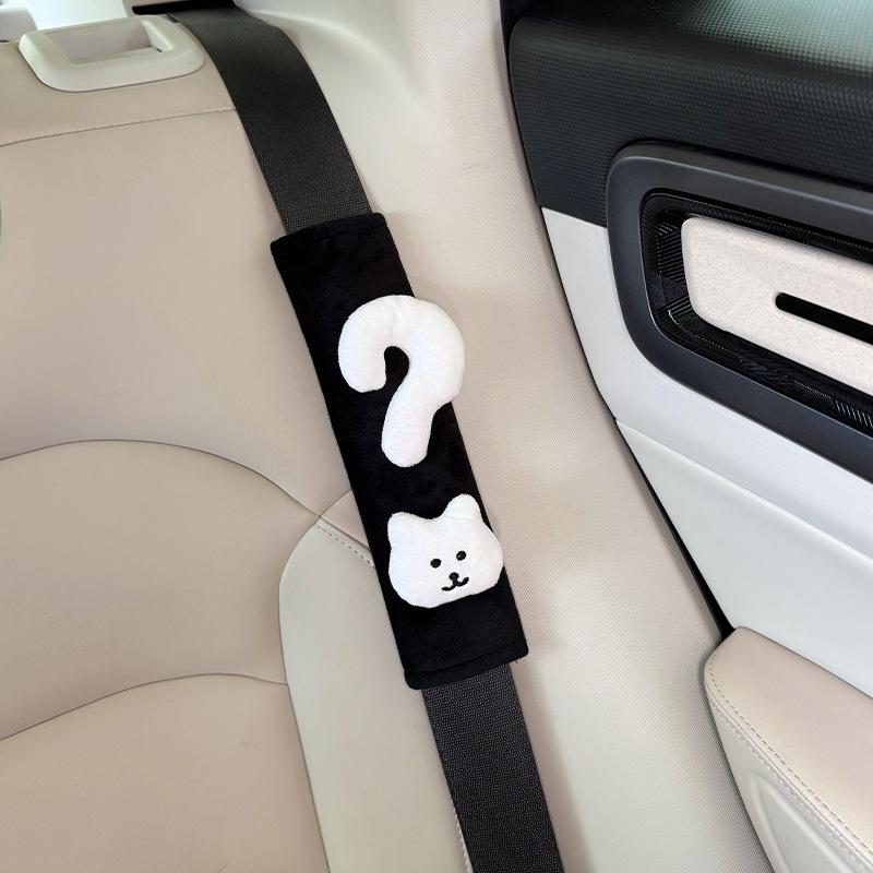 Cute Fluffy Cartoon Cat Car Seat Belt Cover Soft Padded Plush Shoulder Protector No Rubbing for Drivers