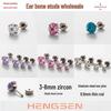 Henson Titanium Ear Cartilage Studs with Dopamine Colored Zircon Screw Disc Earrings