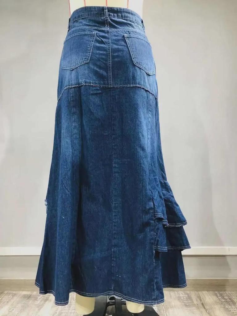 Нестандартная длинная юбка с Европейской и Американской недели моды 2024 года — женская удобная и повседневная одежда на весну/осень