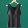 Winter Women Thermal Vest with Chest Pads Seamless Lace Fast Temperature Lock V Neck Slim Fit Elastic Sleeveless Inner Wear Bott