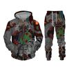 Autumn 3D Oriental Dragon God Printed Mens Hooded Sweater Set Male Japanese Samurai Tattoo Zipper 3d Tracksuit Men Clothing Suit