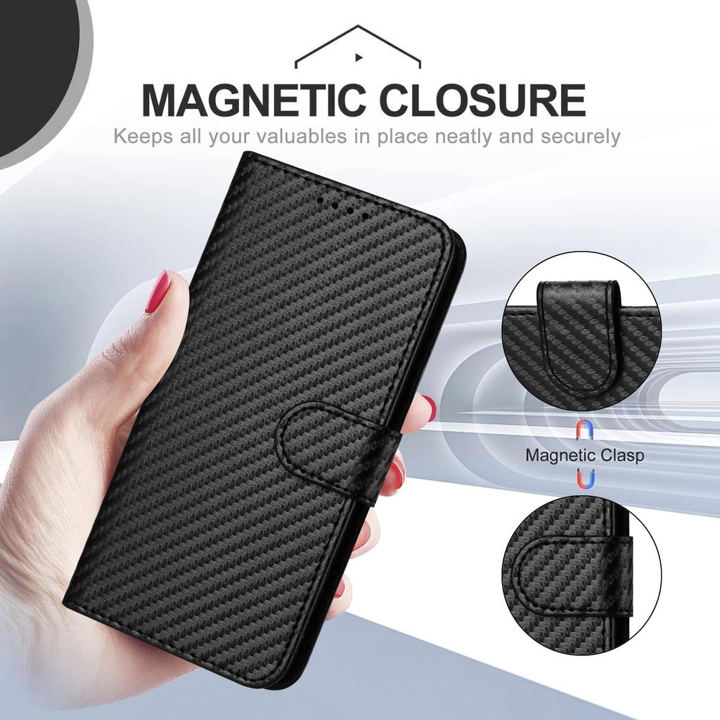 For Infinix Note 50x 5G Wallet Case with Strap Carbon Fiber Texture Leather Mobile Cover
