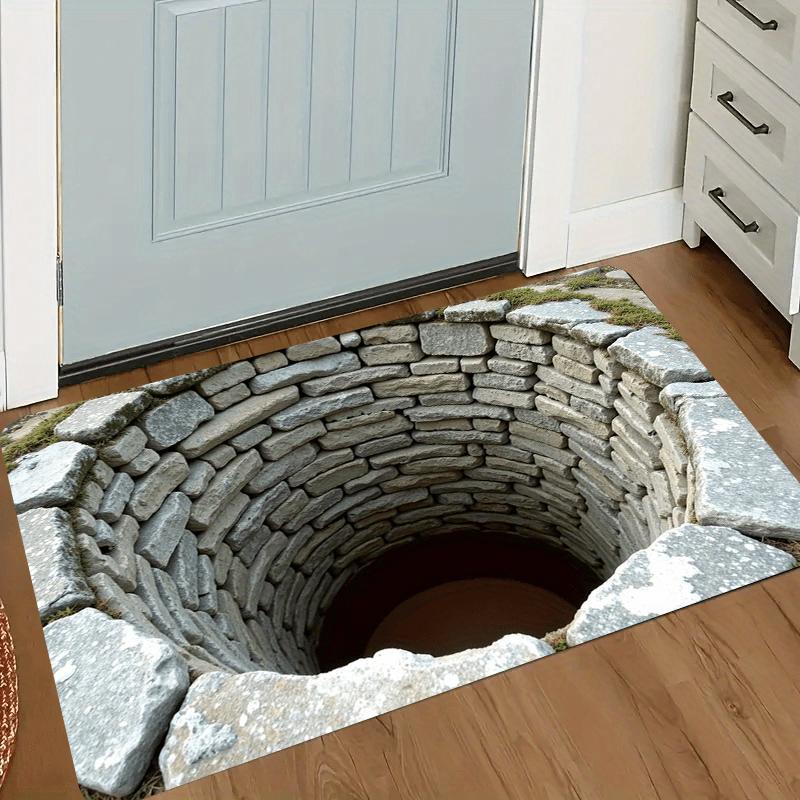3D Ковер с иллюзией каменного колодца, Фланелевый коврик, Ковер с принтом, Декоративный коврик для прихожей, Противоскользящий, Мягкий, Креативный дизайн