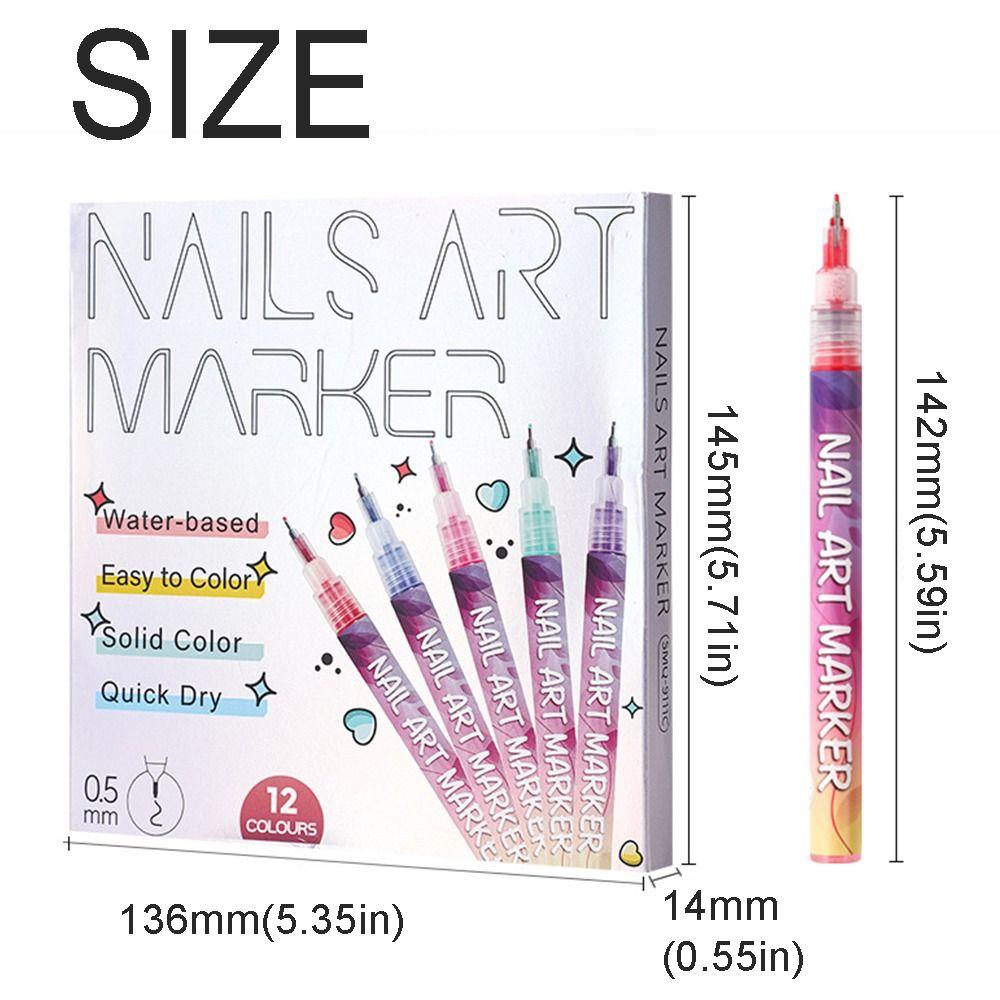 12 Colors DIY Nail Art Nail Marker Waterproof Nail Art Graffiti Pen Manicure Tool