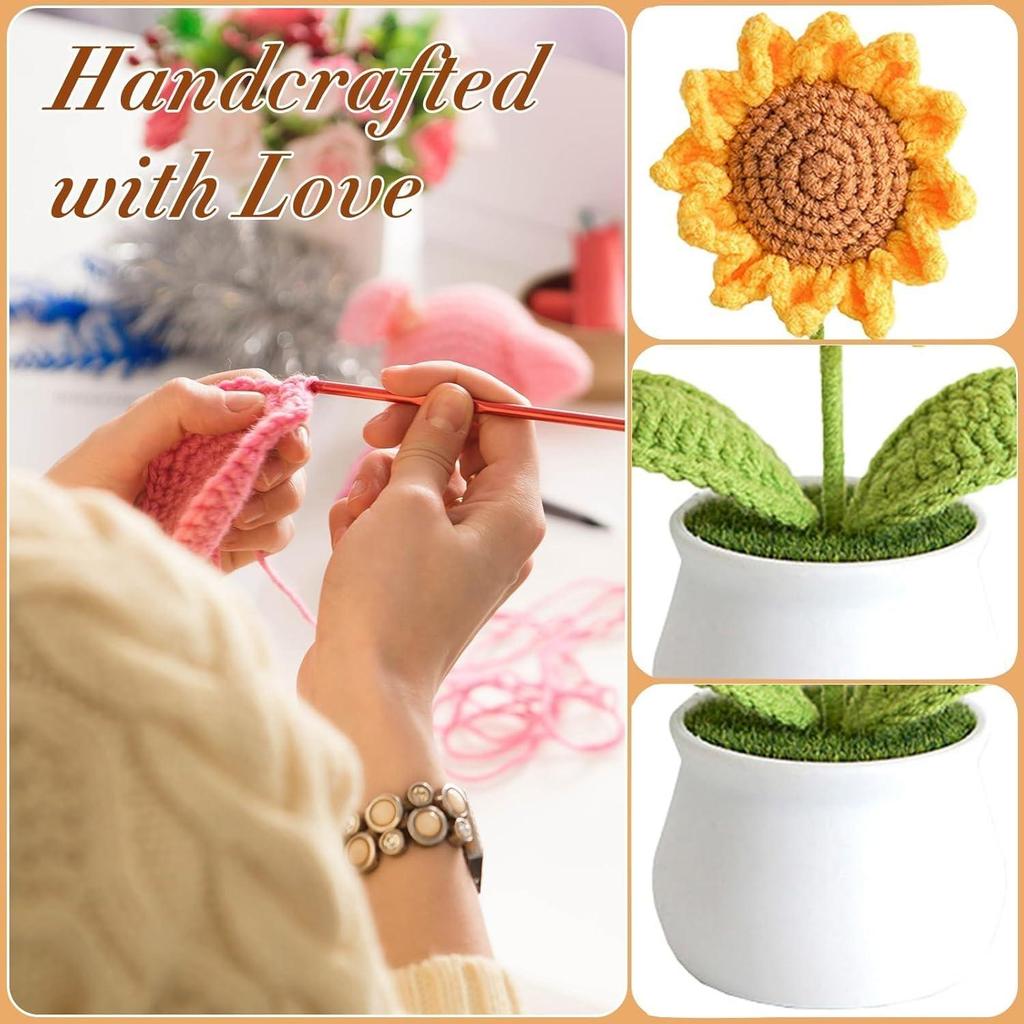 Artificial Flowers with Pot for Office Desk,car Dashboard,Home décor, Decorative Items for Living Room,Gifts for Woman (Sunflower 2 PC)