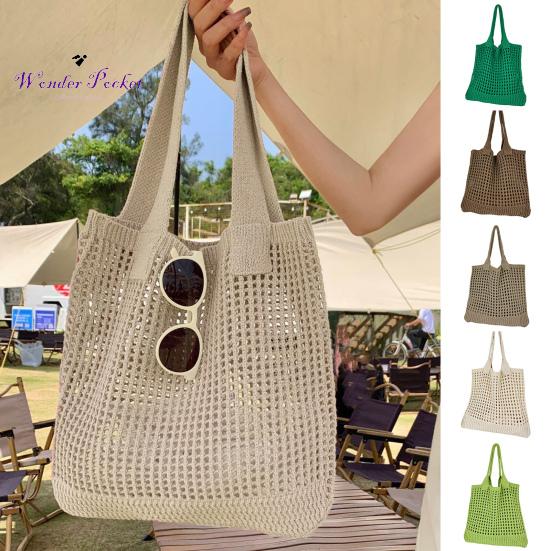 Большая пляжная сумка-тоут, вязаная сумка на плечо, пляжная сумка-тоут, вязаная крючком, большая вместимость, эластичная однотонная сумка, отличная несущая способность, сексуальная одежда для взрослых