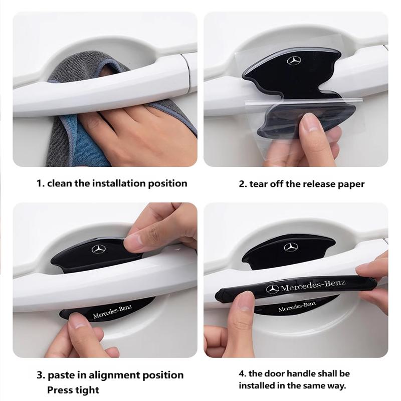 8Pcs Car Door Handle Anti-Scratch Stickers For Mercedes Benz W108 W124 W126 W140 W168 W169 W176 W177 W203 W205 W206 W213 W214 BL1