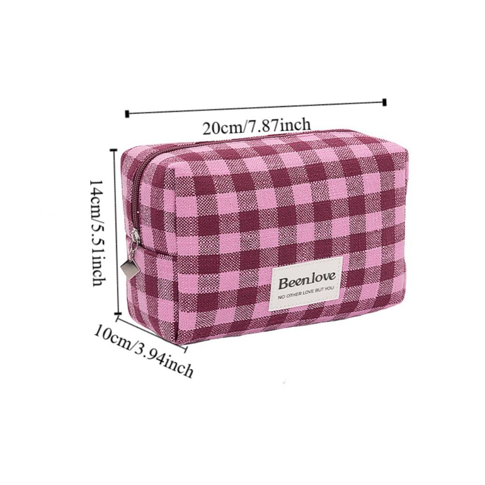 Large Capacity Makeup Pouch Lattice Travel Wash Bag Simple Plaid Cosmetic Bag  Women/men