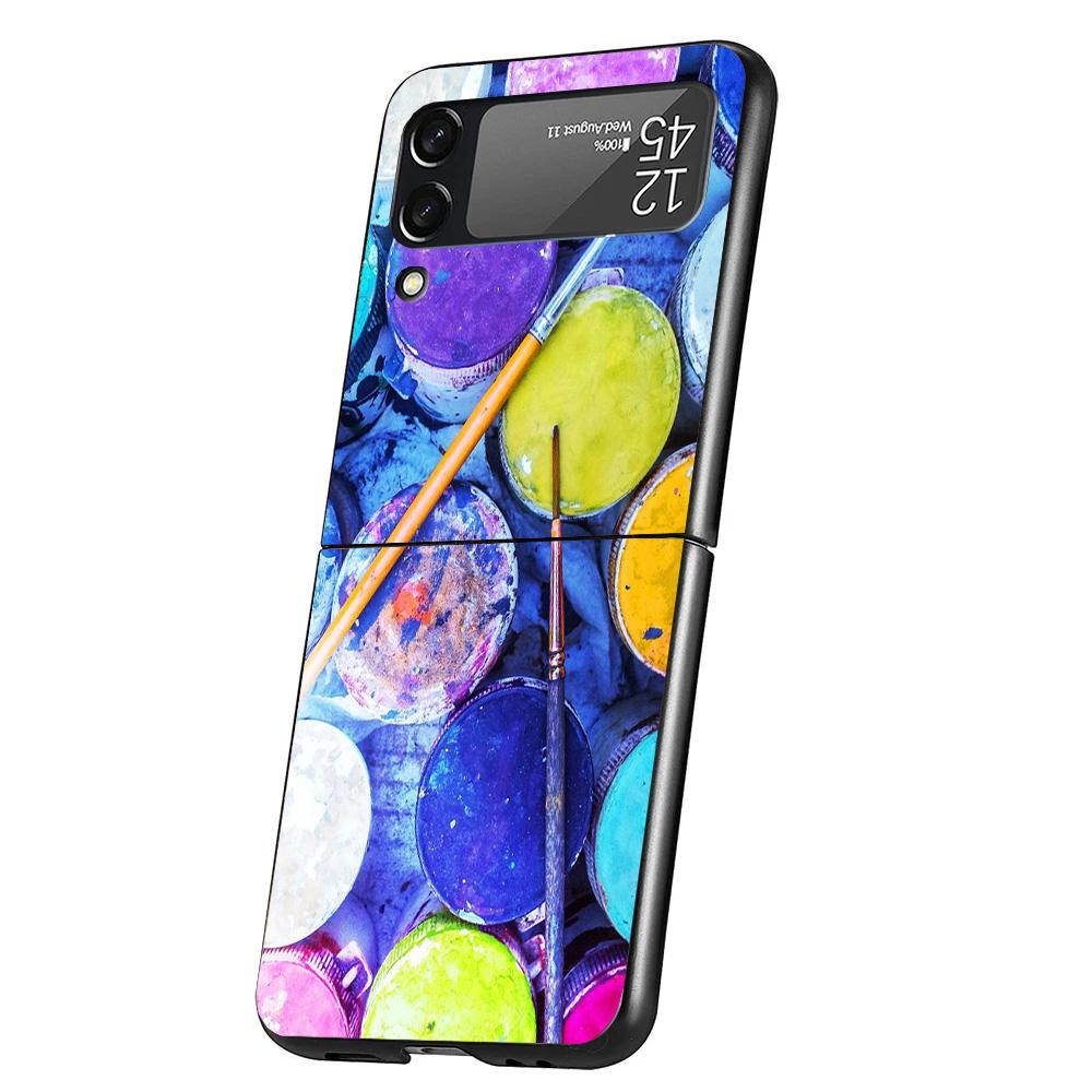 Watercolors Set Paint Palette Painting Box Phone Case For Samsung Galaxy Z Flip 7 6 5 4 3 5G Cover ZFlip7 ZFlip6 ZFlip4 ZFlip5 Z