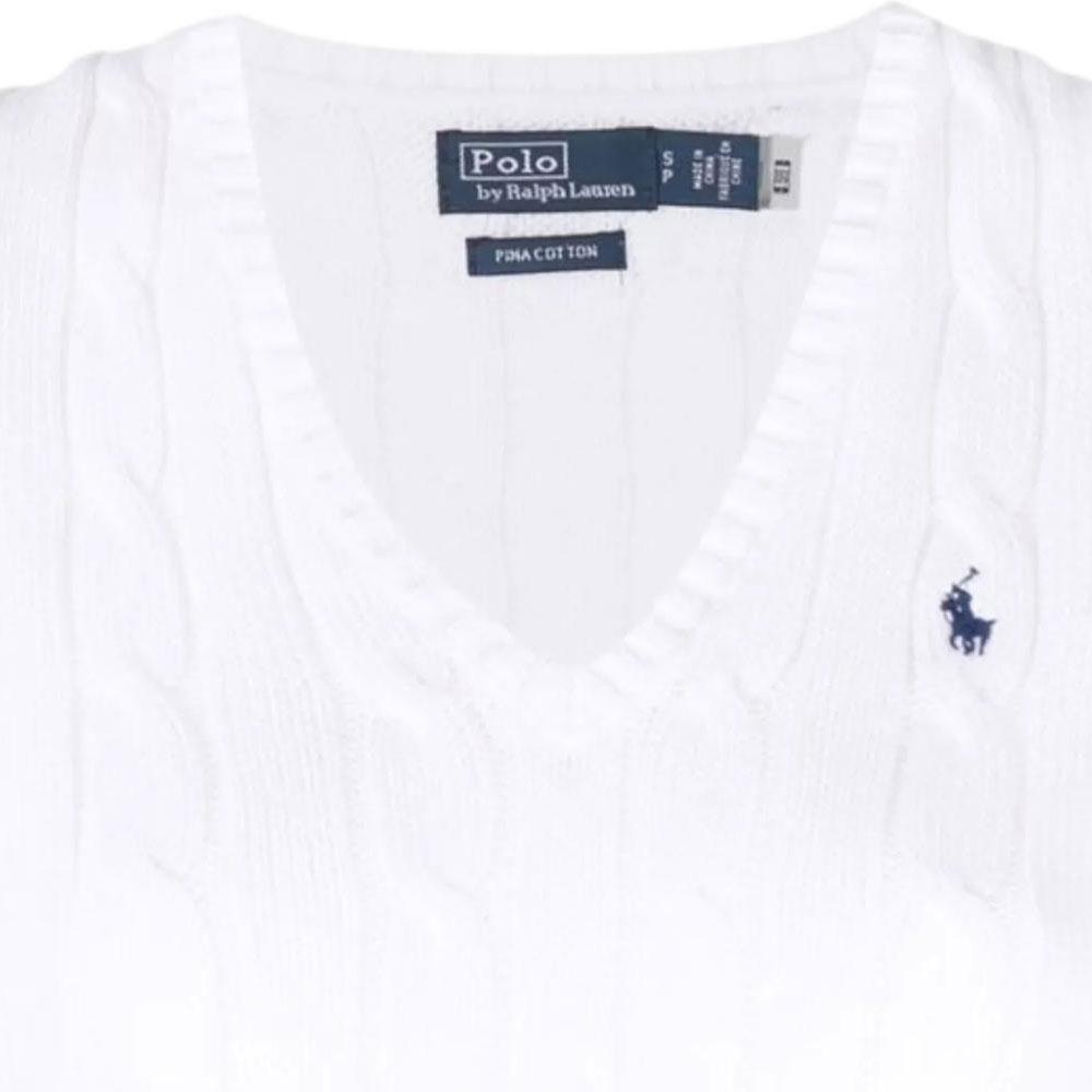 Polo Ralph Lauren Solid V-образный вырез длинный рукав свитер женские свитера белый 211891641-001