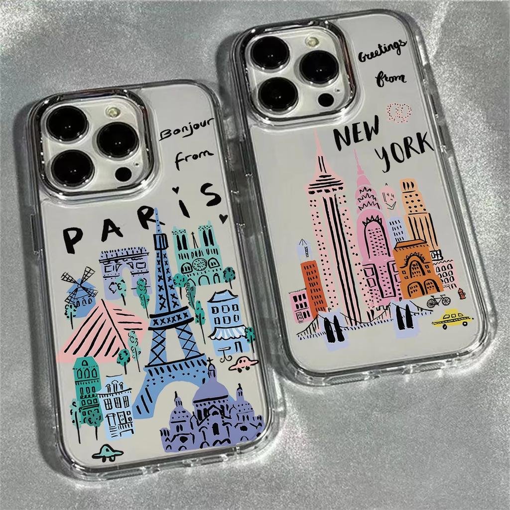 Чехол для телефона 'Travel City' для iPhone 17 Air 16 e 15 14 13 12 11 Pro Max Plus SE 2020 2022 Прозрачный Мягкий Чехол