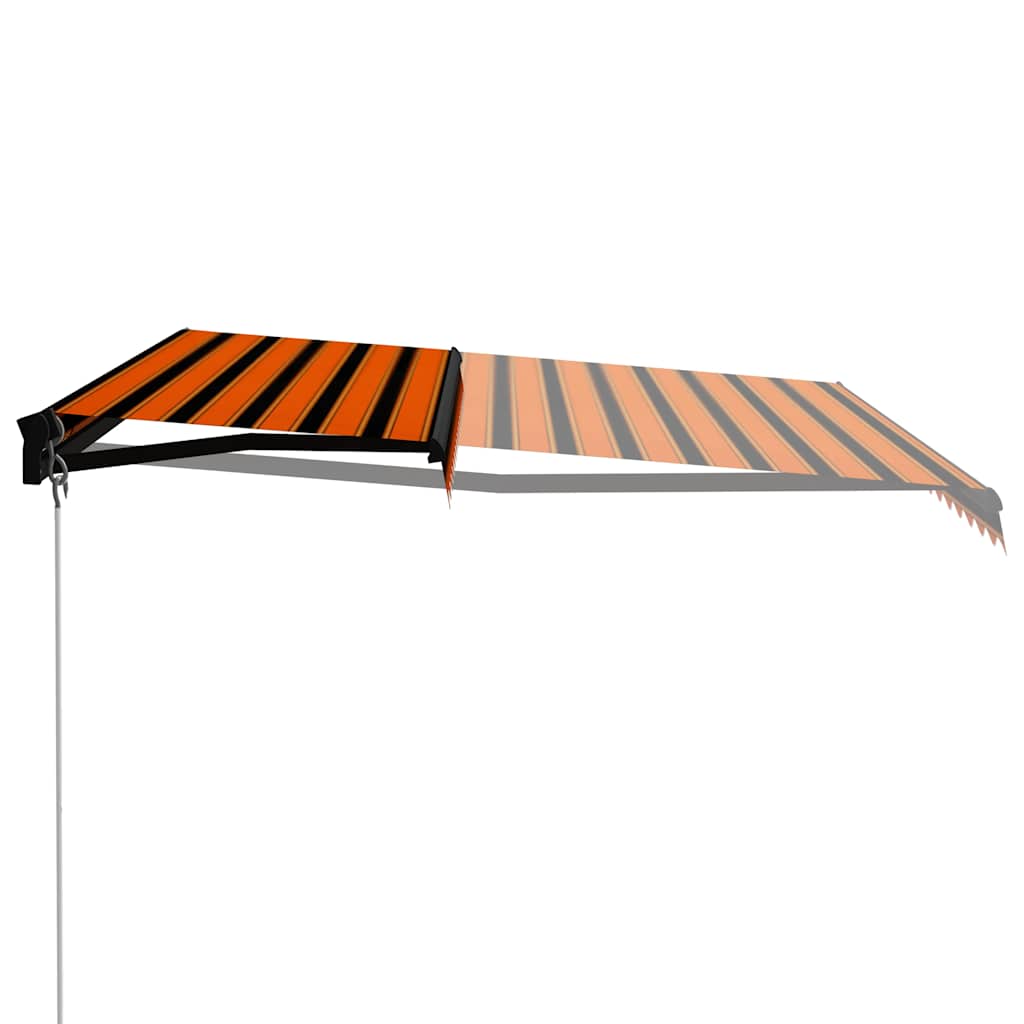 Manual Retractable Awning with LED Lighting 450 x 300 cm Orange & Brown