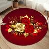 Golden Rose Pattern Circular Floor Mat Kitchen Hallway Carpet Bedroom Living Room Bedroom Soft Carpet Non-slip Carpet Home Decor