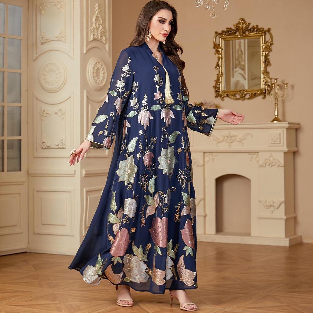 Middle East Sequin Embroidered Women's Tassel Robe - Dubai Fashion