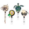 Sea Turtle Butterfly Card Retractable Badge Reel with Diamond Decor Staff Nurse Work Card Clip Lanyard Pass Access Bus Card Clip