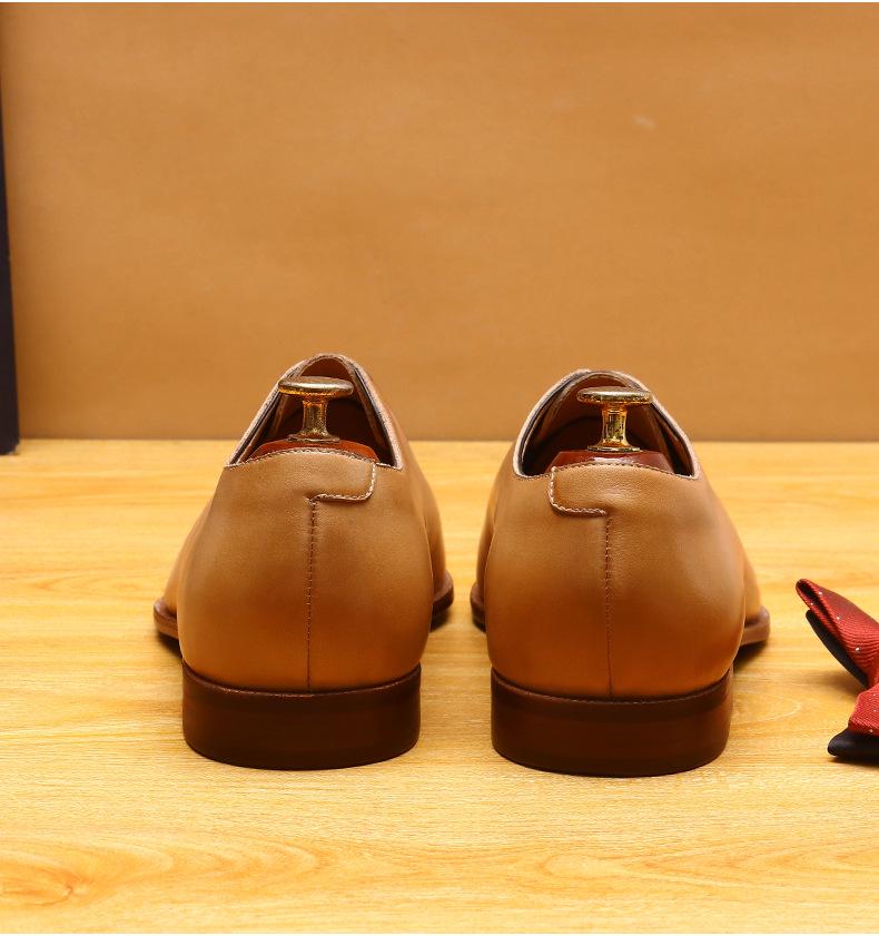 Мужские туфли дерби из натуральной кожи ручной окраски с заостренным носком - Британский формальный стиль