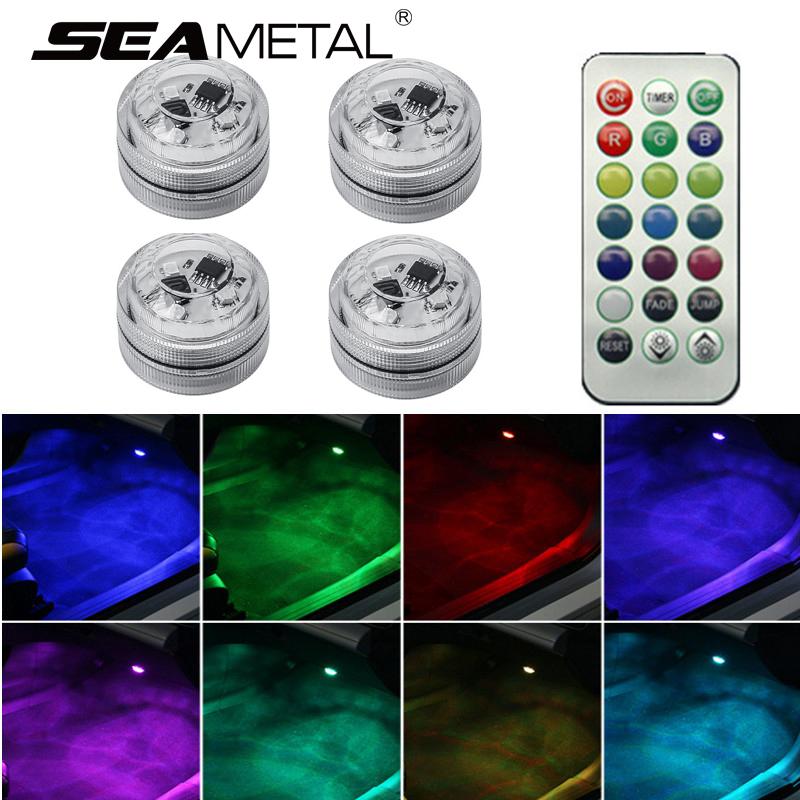 SEAMETAL Wireless LED Car Interior Ambient Light Remote Control Decoration Auto Roof Foot Waterproof Atmosphere Lamp