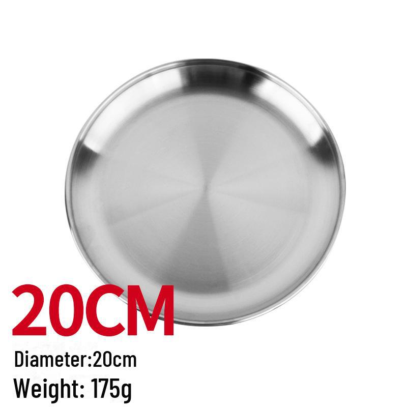 Прочный набор из 5 круглых тарелок из нержавеющей стали: Ужин, Фрукты, Пикник, Барбекю, Термостойкий