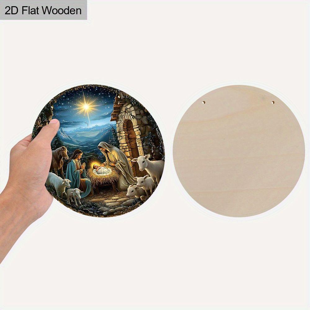 Holy Night Nativity Scene Pendant, Decoration of Home Walls or Doors, 2d Flat Wooden, Christmas Decoration, Gifts for Friends and Family