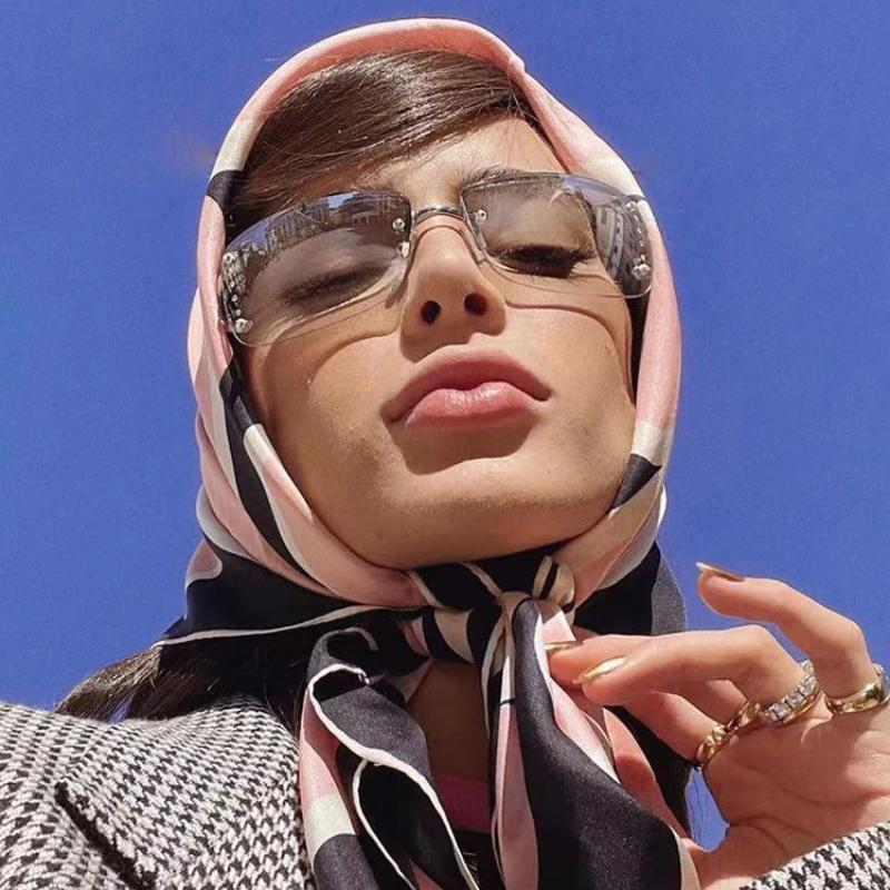 Новые без оправы декоративные солнцезащитные очки с бриллиантами женский дизайн бренд люкс солнцезащитные очки для отдыха на открытом воздухе очки UV400