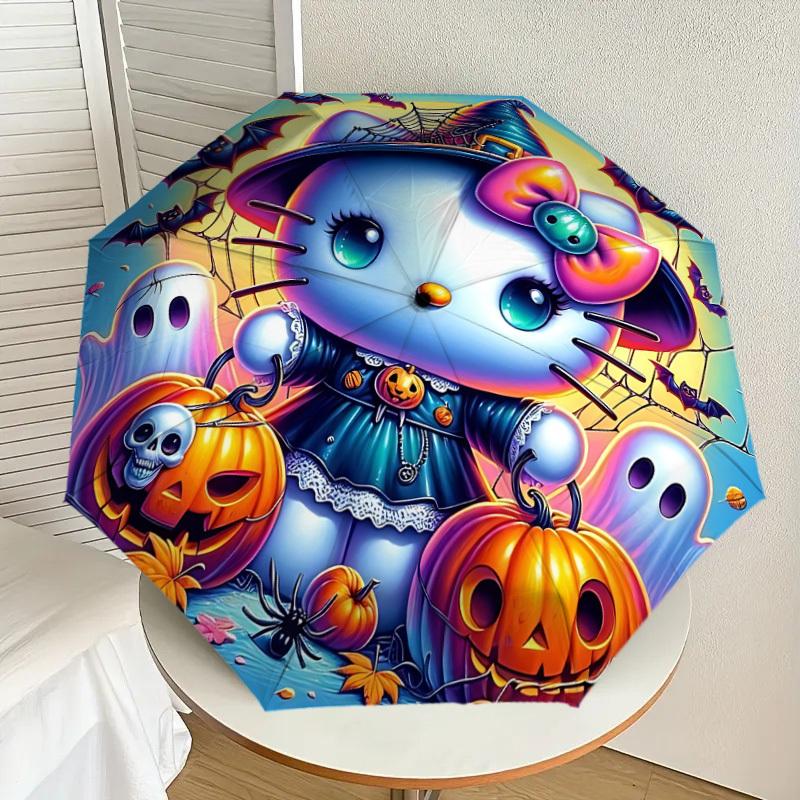 1pc Halloween Hello Kitty Automatic Open/Close Umbrella, Lightweight Design for Everyone, Halloween & Christmas Gifts - Ideal for Daily, Formal, Party