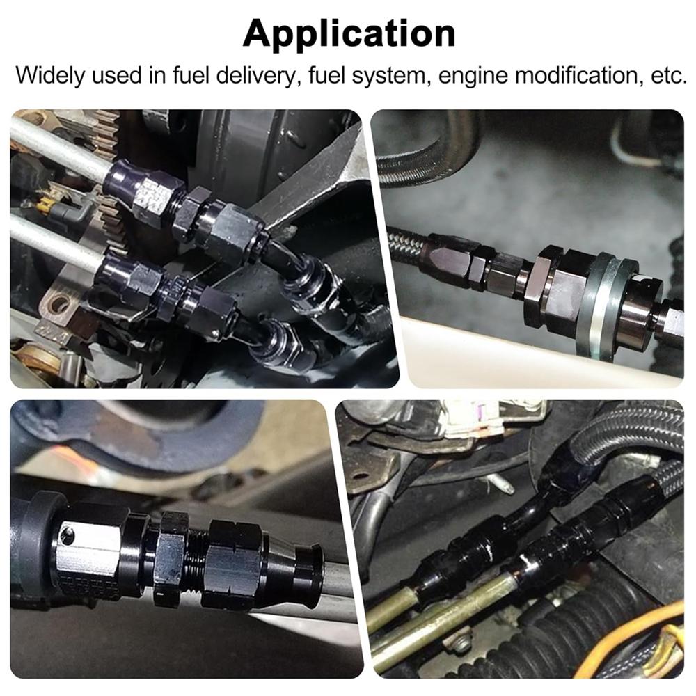 6AN Male Flare to 5/16" Fuel Hardline Tube Fitting Adapter 6AN Male Flare to 3/8" Straight Connector Aluminum Alloy Anodized