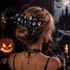 Хэллоуинские резинки для волос для женщин в форме летучей мыши, резинки-скранчи для девочек, мягкие эластичные держатели для хвоста с жуткими принтами тыквы/паутины/черной кошки, для праздничной вечеринки