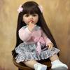 BZDOLL Realistic Reborn Baby Full Soft Vinyl Body Girl Doll 55 CM 22 Inch Lifelike Long Hair Princess Toddler Bebe Birthday Gift