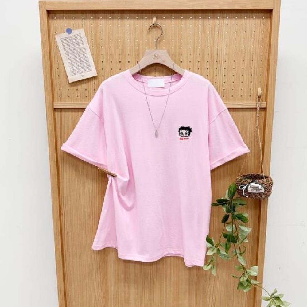 Mizqz BeTTy Embroidery Oversized Casual T shirT 3colors