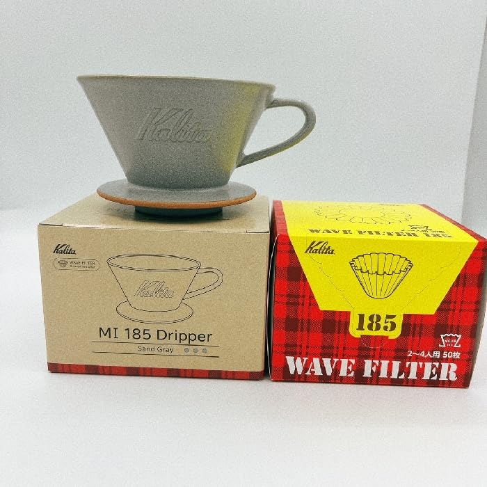 Paper Set MI185 Kalita Kalita Mino Ware Wave Dripper Ceramic Cups Dedicated Roshi 50P Set × 2-4 KWF-185 ((Sand Gray))