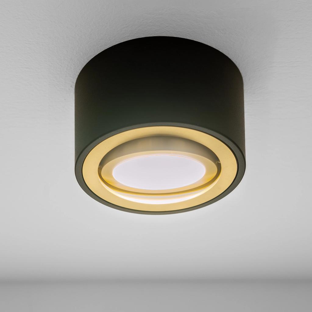 Surface-Mounted Halogen Spot Luminaire, Movable, Amat-S Insert, Round, Black-Gold