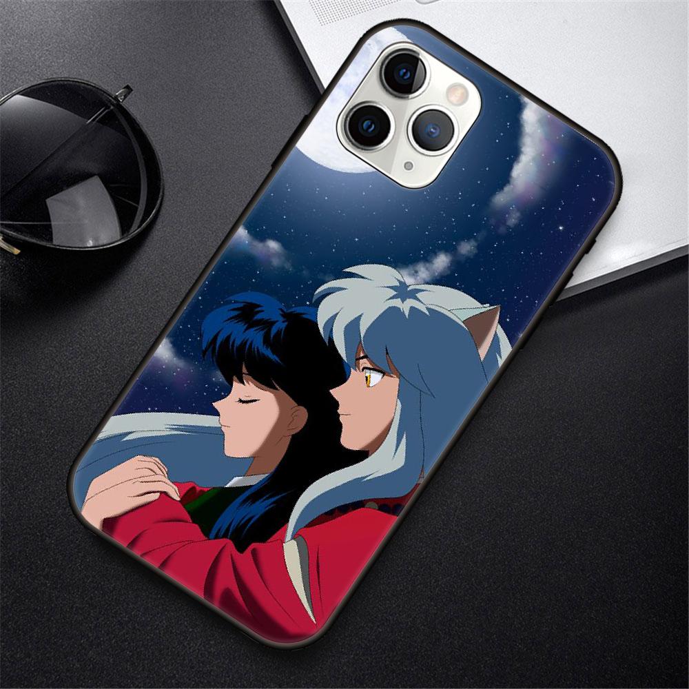 Чехол для телефона iPhone 12 Mini 11 Pro XR X MAX SE XS 5 6 S 7 8 E Plus 13 черный чехол Funda Fashion водонепроницаемый бампер TPU Inuyasha